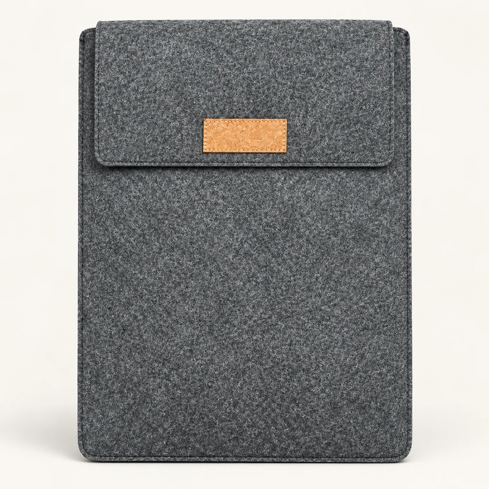 Grey Felt Flap Laptop Sleeves